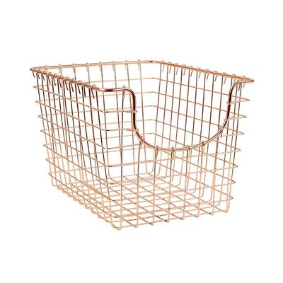Spectrum Diversified Scoop Wire Basket, Vintage-Inspired Steel Storage Solution Small - Copper