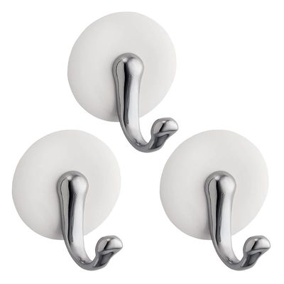 Idesign Interdesign Affixx York Small Hook 3-Pieces Set - White/Chrome