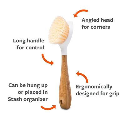 Full Circle Be Good Kitchen Dish Brush With Bamboo Handle - White