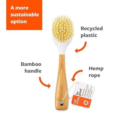 Full Circle Be Good Kitchen Dish Brush With Bamboo Handle - White