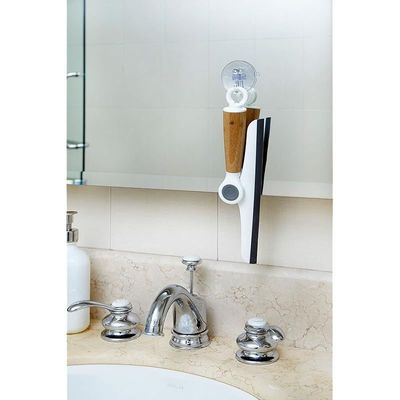 Full Circle Wipe Out Pivoting Shower Squeegee With Hanging Hook, 2 Piece - White