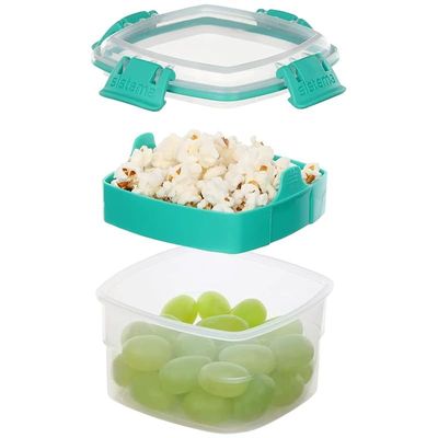 Sistema Snack To Go, 13.5 Oz /400 Ml, 2 Compartment Container, Green, 1-Pack