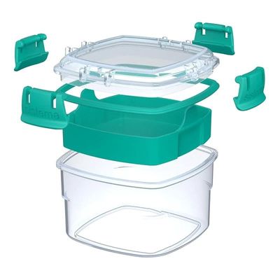 Sistema Snack To Go, 13.5 Oz /400 Ml, 2 Compartment Container, Green, 1-Pack