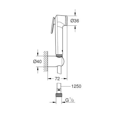 Grohe Bathroom Fixtures, Trigger Spray, Shattaf With Wall Holder - Tempesta-F Collection