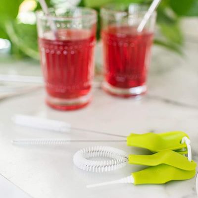 Full Circle Green Little Sipper Bottle And Straw Detail Cleaning Brush Set