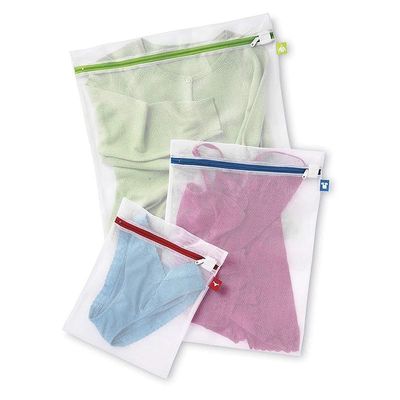 Whitmor Color Coded Zippered Mesh Wash Bags 3 Pieces - White