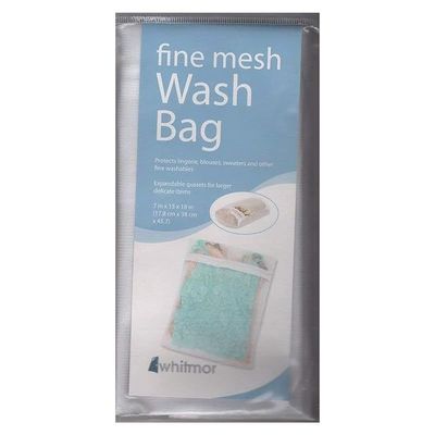 Whitmor Zippered Fine Mesh Wash Bag, White