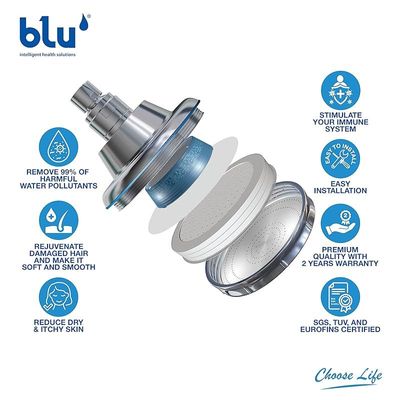 Blu Ionic Wall Mounted Shower Filter - Chrome
