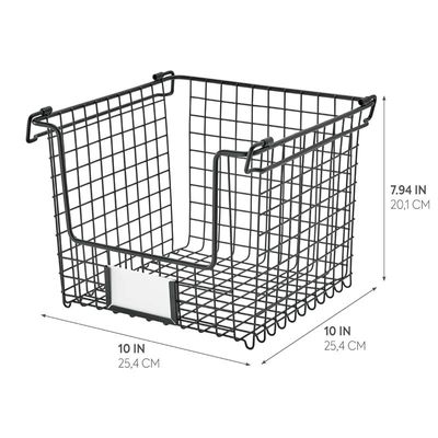 Interdesign Classico Stackable Basket 10 X 10 X 7.75 Inch Matte Black