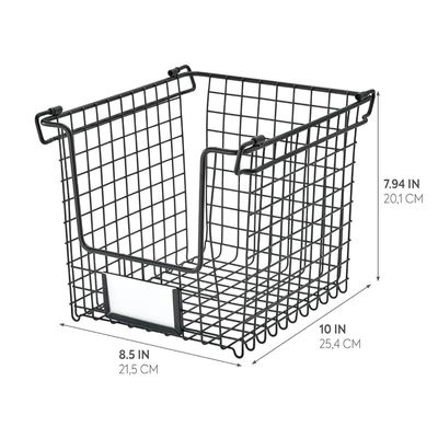 Interdesign Classico Stackable Basket 8 X 10 7.75 Inch Matte Black