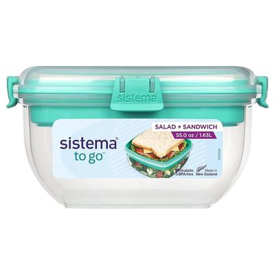 Sistema (1.63L) Salad Sandwich, Polypropylene, Minty Teal