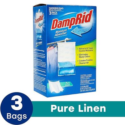 Damprid Pure Linen Hanging Moisture Absorber, 3 Pack
