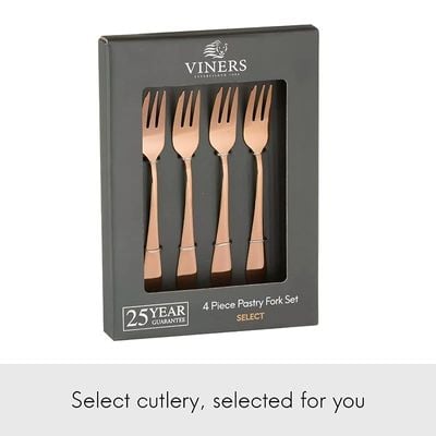 Viners Copper 4 Pieces Pastry Fork Set Giftbox