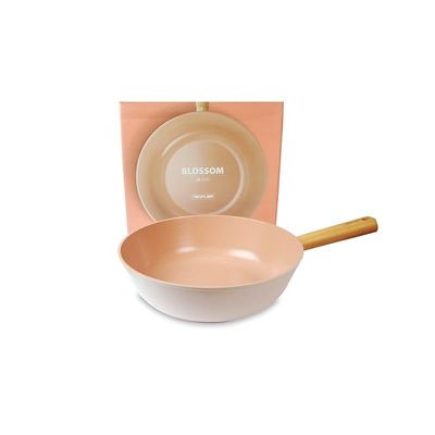 Neoflam Fika Blossom Wok Pan, 28 Cm Size, Sandy Pink