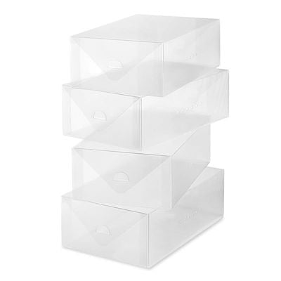 Whitmor Clear Vue Shoe Box - Heavy Duty Stackable Shoe Storage - (Set Of 4)