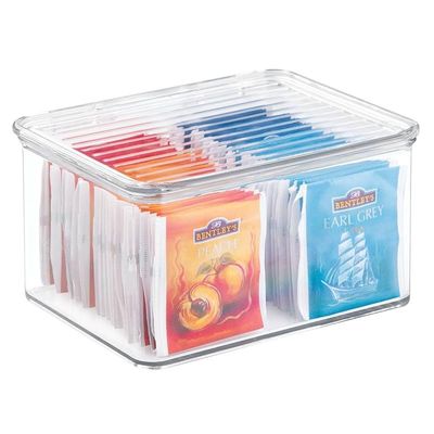 Idesign Kitchen Binz Bpa-Free Plastic Stackable Organizer Box With Lid - Clear