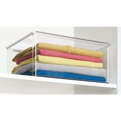 Interdesign Closet Binz Stackable Organizer Holder With Lid For Sweaters Shirts - Clear