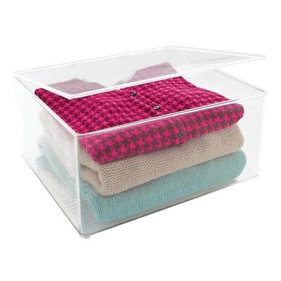 Interdesign Closet Binz Stackable Organizer Holder With Lid For Sweaters Shirts - Clear