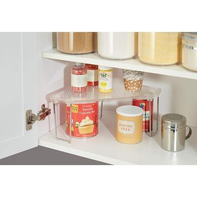Idesign 70000Es Linus Kitchen Cabinet Countertop Corner Storage Shelf - Clear