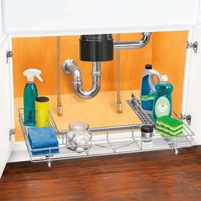 Lynk Professional U-Shape Slide Out Under Sink Drawer - Chrome