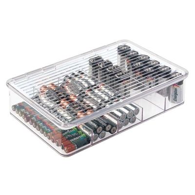 Interdesign Linus Stackable Battery Organizer Box - Clear
