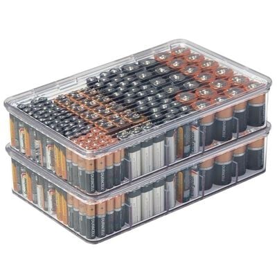 Interdesign Linus Stackable Battery Organizer Box - Clear