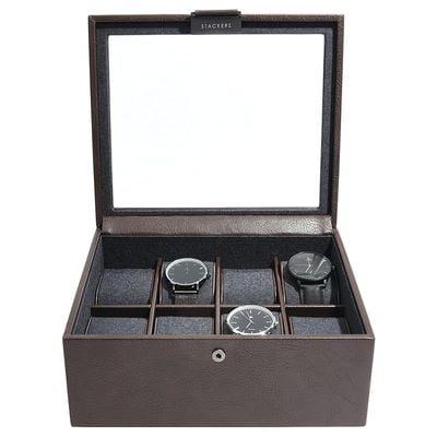 Stackers Men's 8 Piece Watch Box, Brown