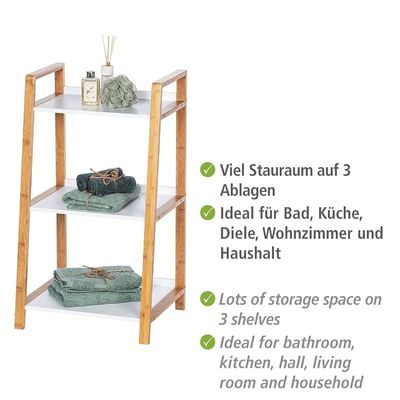 Wenko 3 Tier Ladder Shelf With White Shelves