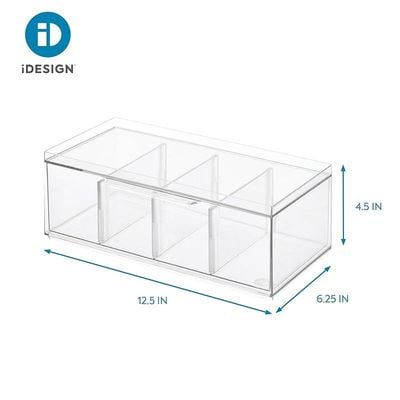 Idesign Bpa-Free Plastic Stackable Tea Organizer Drawer With Lid