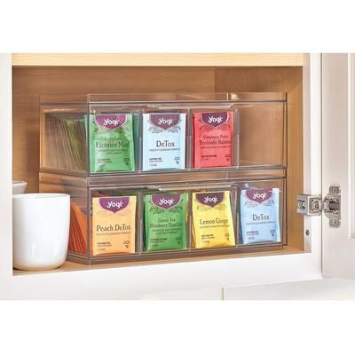 Idesign Bpa-Free Plastic Stackable Tea Organizer Drawer With Lid