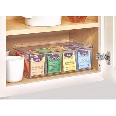 Idesign Bpa-Free Plastic Stackable Tea Organizer Drawer With Lid