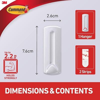 Command 17041 Wire Backed Picture Hanger, Holds Up 2.2 Kg - White