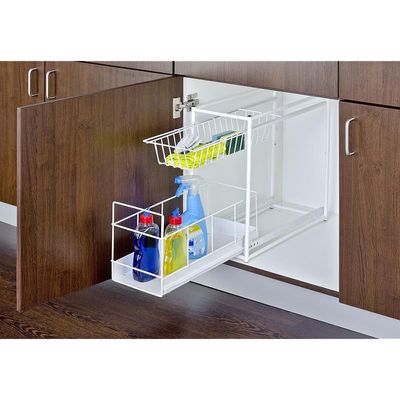 Wenko Sliding Shelves-2 Compartments, Powder-Coated Metal - White