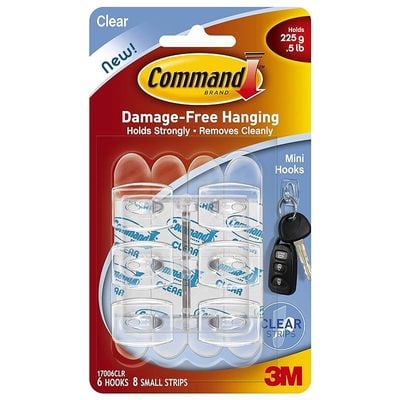 Command Strips 17006Clr Clear Mini Command Hooks 6 Count