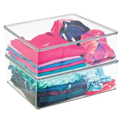 Idesign Plastic Stackable Closet Organizer With Lid - Clear