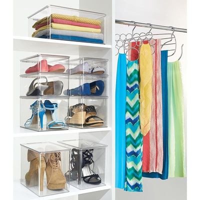 Idesign Plastic Stackable Closet Organizer With Lid - Clear