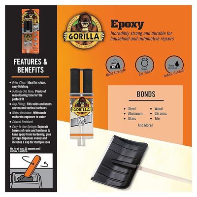 Gorilla 2 Part Epoxy (85 Oz) Syringe, Pack of 2 - Clear