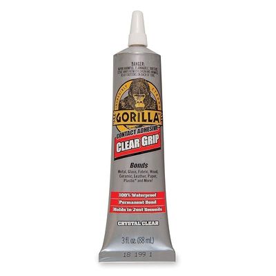 Gorilla Clear Grip Contact Adhesive, Waterproof, Pack of 1 (3 Oz) - Clear