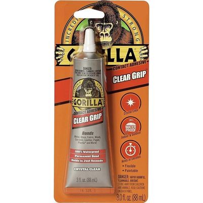 Gorilla Clear Grip Contact Adhesive, Waterproof, Pack of 1 (3 Oz) - Clear