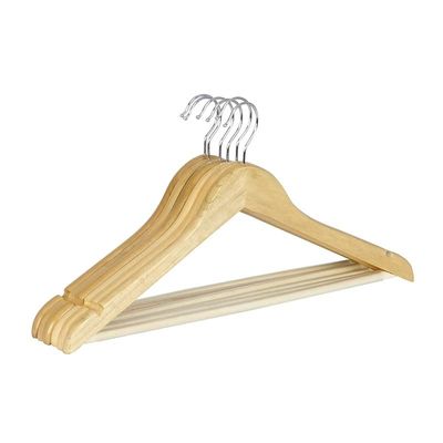 Wenko Shaped Hanger Eco, Wood Natural, 45 X 23.5 X 1.2 Cm, 6 Pieces