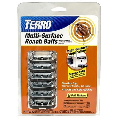 Terro Multi Surface Roach Killer-6 Bait Stations, 1 Pack, Black