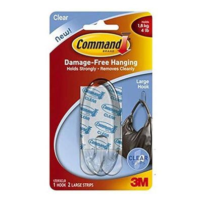 Command 17093 Plastic Small Hooks Clear Strips Pack Of 2 - Clear