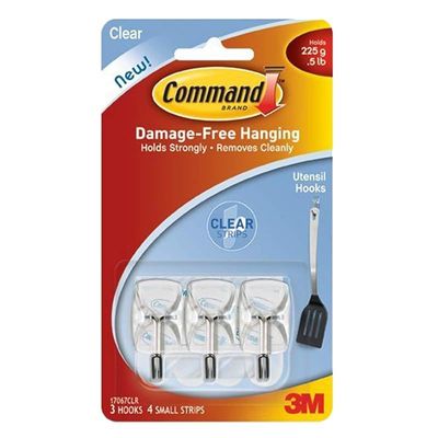 Command Plastic Small Wire Hooks Pack Of 3 - Clear