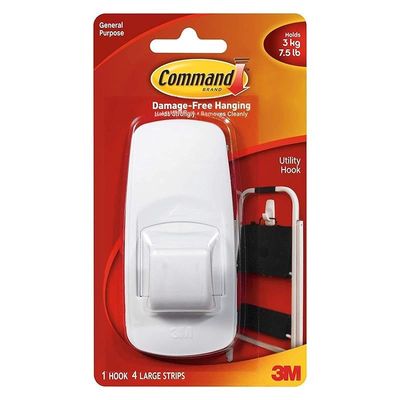 Command 17004 Plastic Jumbo 1 Hook With 4 Strips - White