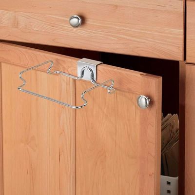 Interdesign Classico Over The Cabinet Plastic Bag Hanger, Chrome