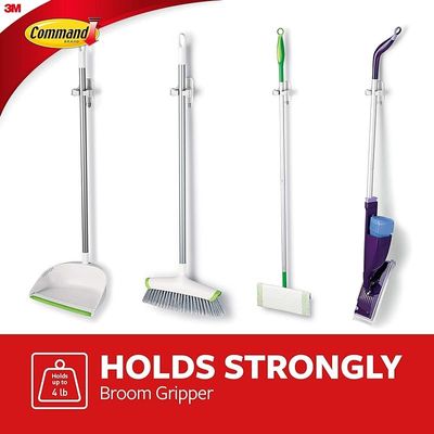 Command 17007-Es Broom Gripper, Holds 1.8 Kg, Each Hook - White/Gray