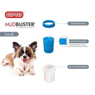 Dexas Mudbuster Portable Dog Paw Washer/Paw Cleaner, Small, Pro Blue
