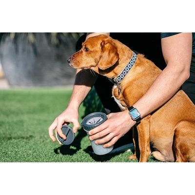Dexas Lidded Mudbuster Portable Dog Paw Cleaner, Light Gray, Large With Lid