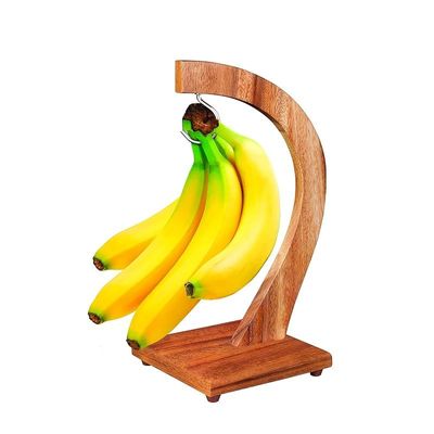 Billi Banana Tree Hanger With Hook, Grape Holder, Stand, Acacia Wood Utensils Fruit Storage Rack - Brown