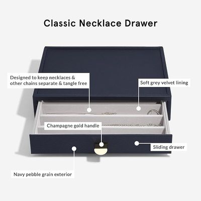 Stackers Classic Necklace Drawer, Pebble - Navy Blue